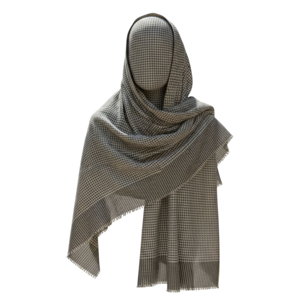 Small Black/White Check Wool Scarf